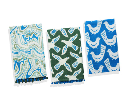 Artisan Bird & Marble Print Kitchen Towel Set