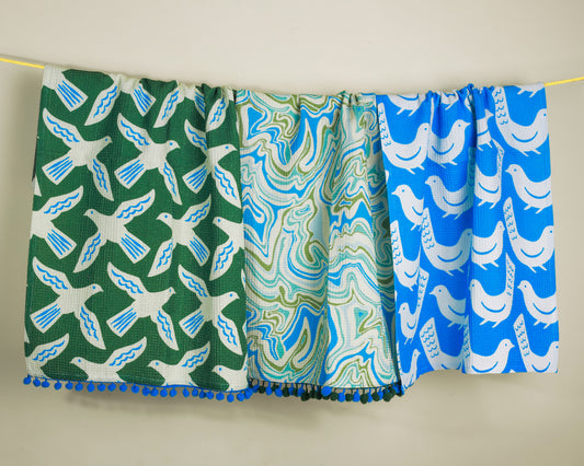 Artisan Bird & Marble Print Kitchen Towel Set