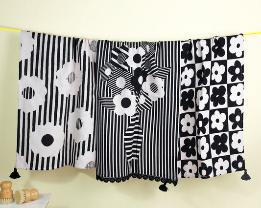 Modern Graphic Floral Kitchen Towel Set
