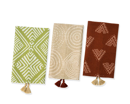 Earthy Bohemian Geometric Kitchen Towel Set