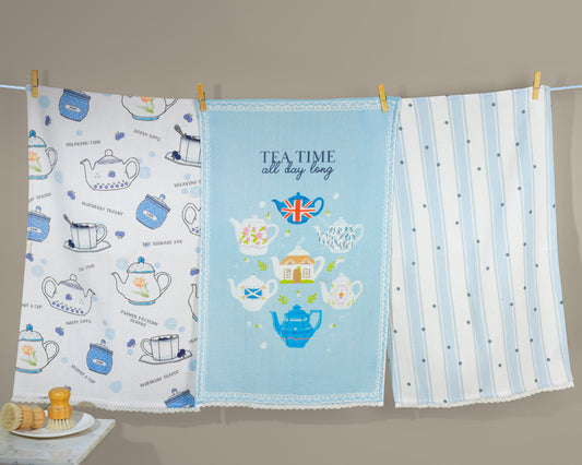 English Tea Time Cottage Kitchen Towel Set