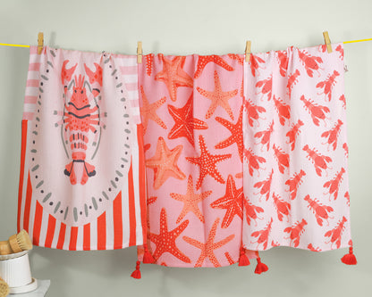 Coastal Lobster & Starfish Towel Set