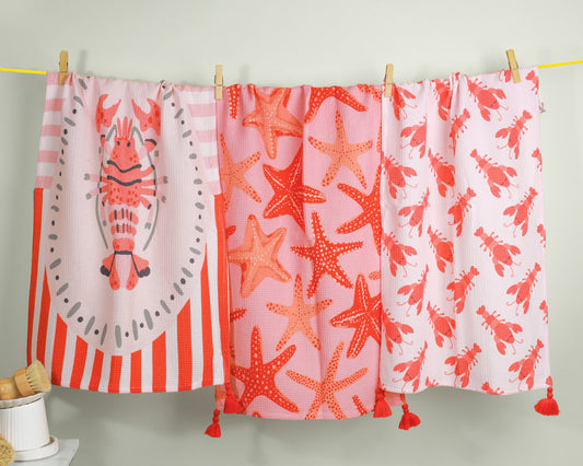 Coastal Lobster & Starfish Towel Set
