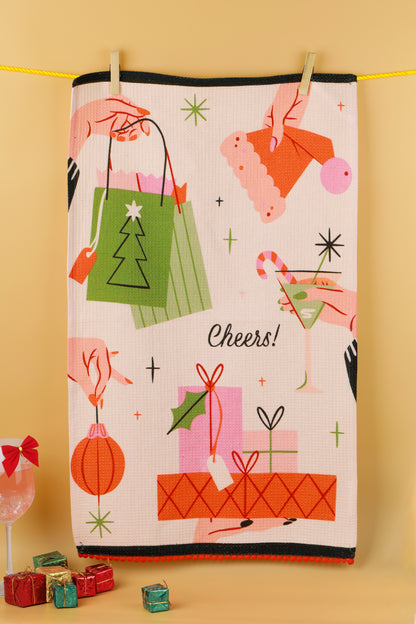 Merry & Bright" Modern Holiday Towel Set