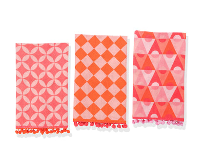 Bright Geometric Pom-Pom Towel Set