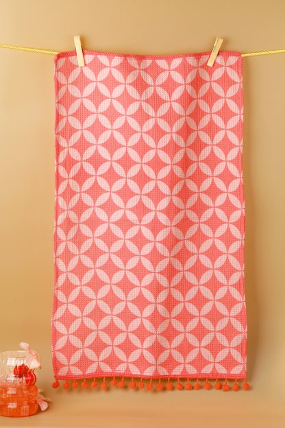 Bright Geometric Pom-Pom Towel Set