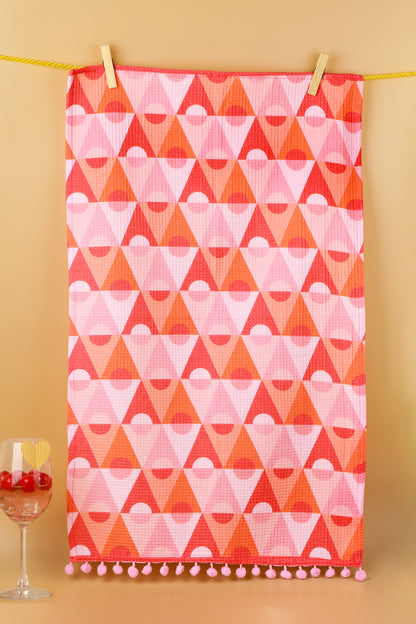 Bright Geometric Pom-Pom Towel Set