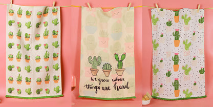 We Grow" Cactus Kitchen Towel Set