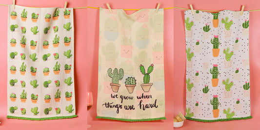 We Grow" Cactus Kitchen Towel Set