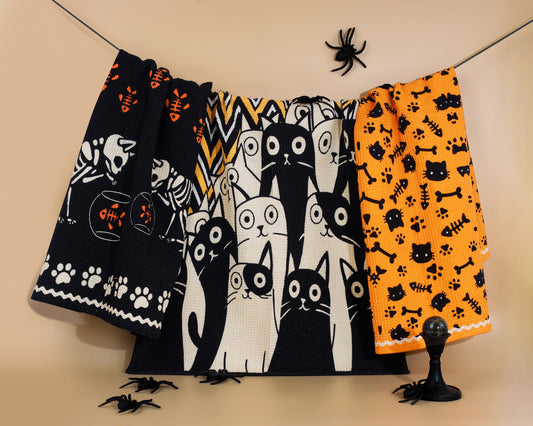 Spooky Cat Halloween Towel Set