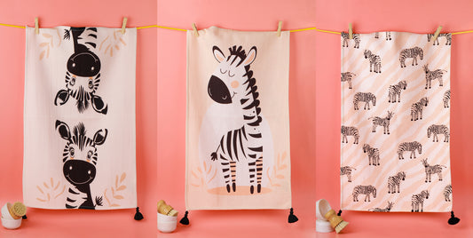 Whimsical Zebra Tassel Towel Set