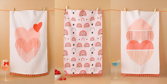 Modern Heart & Rainbow Towel Set