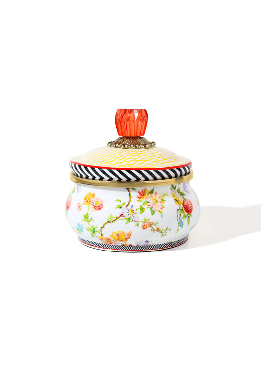 Tiramisu Floral Garden Decorative Storage Pot with Lid