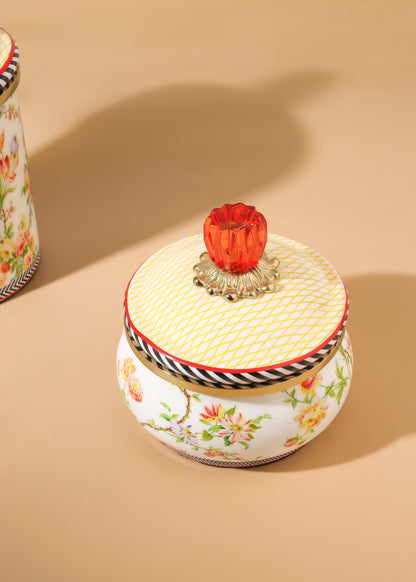 Tiramisu Floral Garden Decorative Storage Pot with Lid