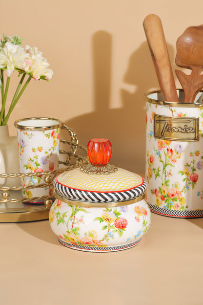 Tiramisu Floral Garden Decorative Storage Pot with Lid