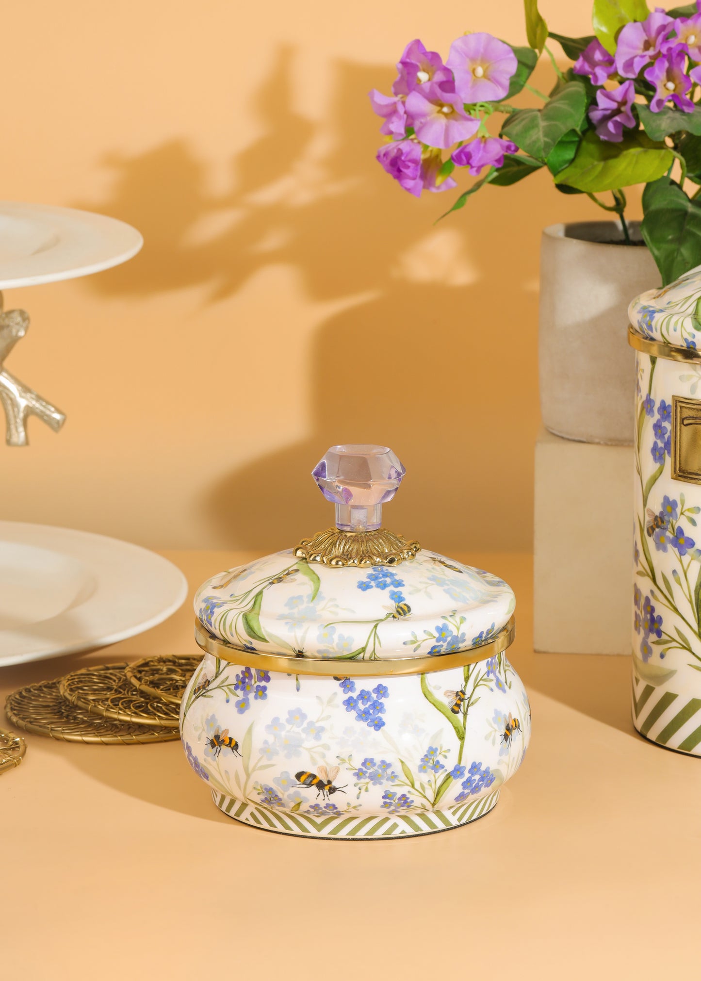 Tiramisu Bluebell Garden Decorative Storage Pot with Lid