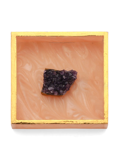 Pink Resin Napkin Holder with Amethyst Druzy