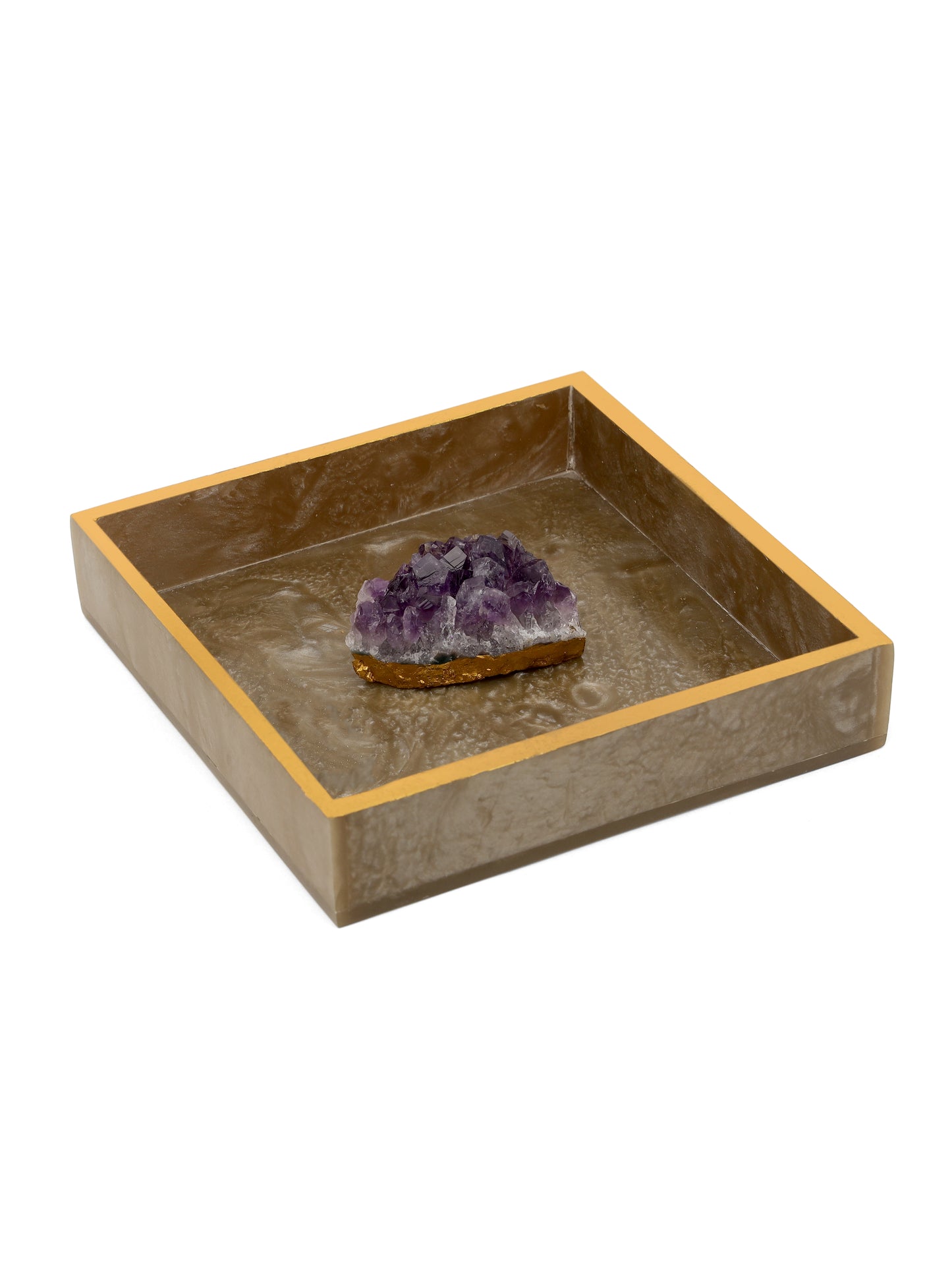 Brown Resin Napkin Holder with Amethyst Druzy