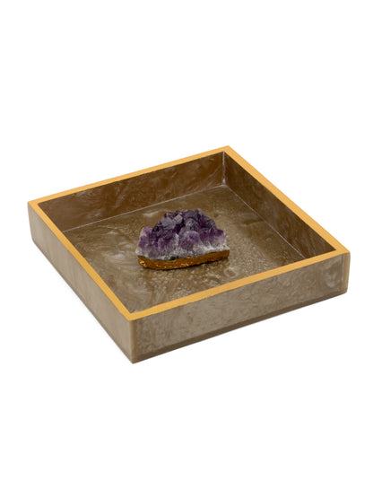 Brown Resin Napkin Holder with Amethyst Druzy