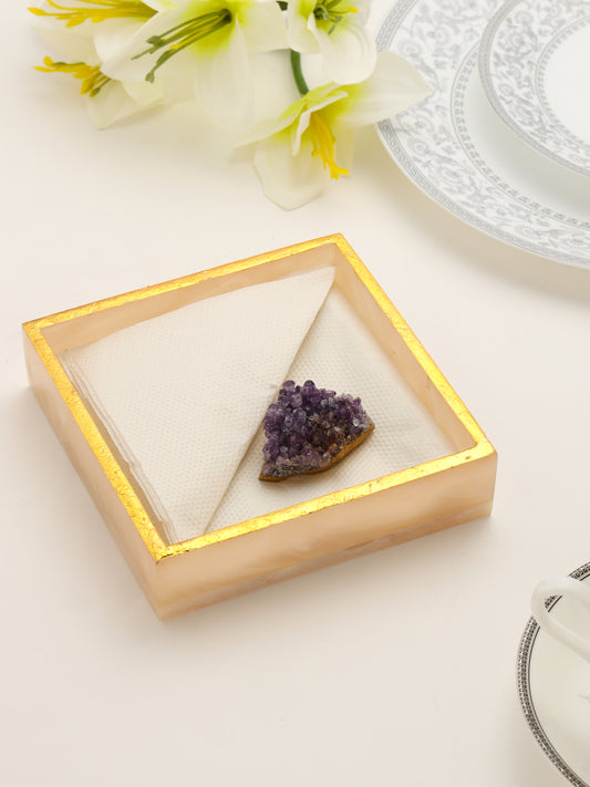 Ivory Resin Napkin Holder with Amethyst Druzy tiramisuusa