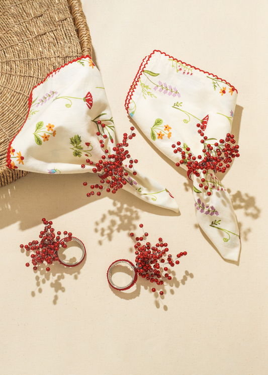 Crimson Cascade Napkin Rings