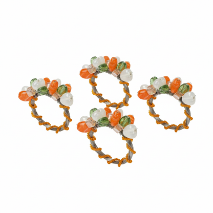 Artisan Agate & Citrus Cluster Napkin Rings (Set of 4)