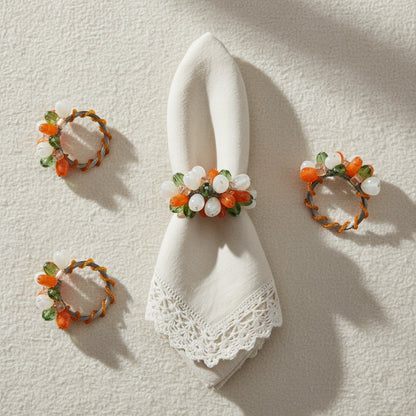 Artisan Agate & Citrus Cluster Napkin Rings (Set of 4)