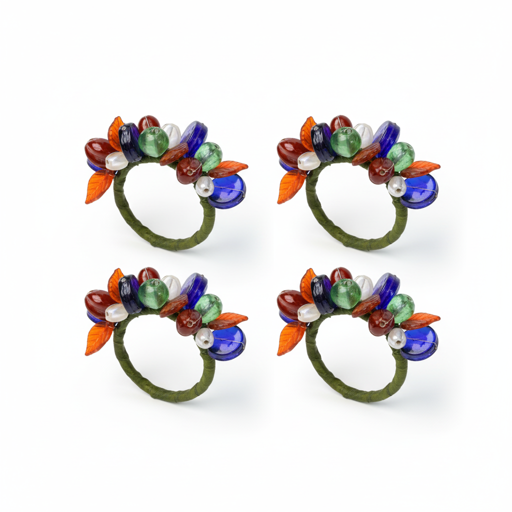 Jewel Tone Forest Cluster Napkin Rings (Set of 4)