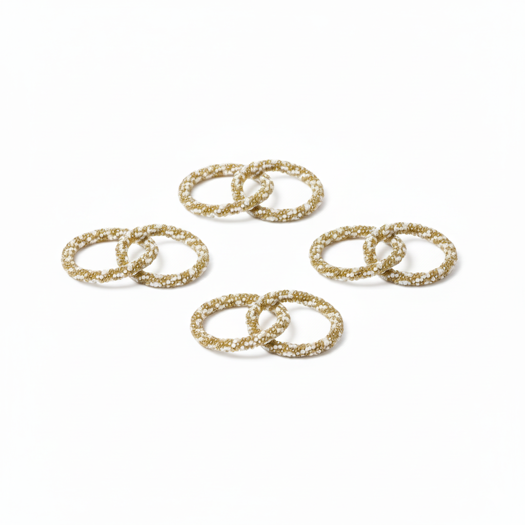 Gilded Pearl Weave Napkin Rings (Set of 4)