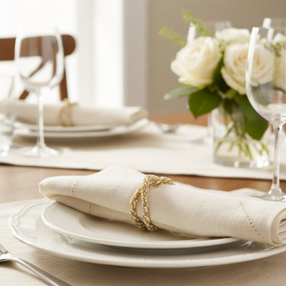 Gilded Pearl Weave Napkin Rings (Set of 4)