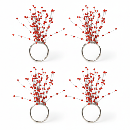 Ruby Radiance Burst Napkin Rings (Set of 4)