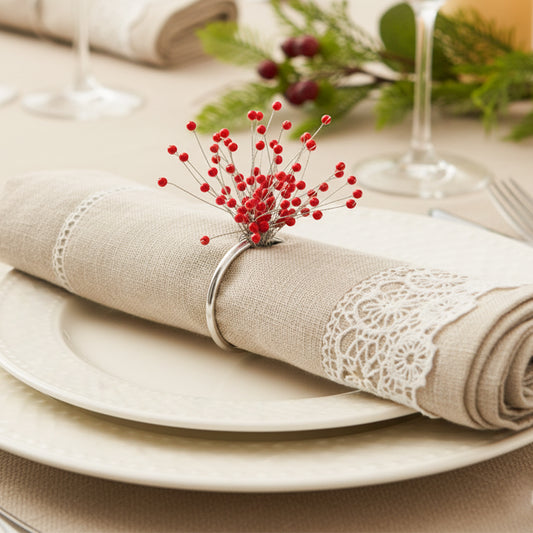 Ruby Radiance Burst Napkin Rings (Set of 4)