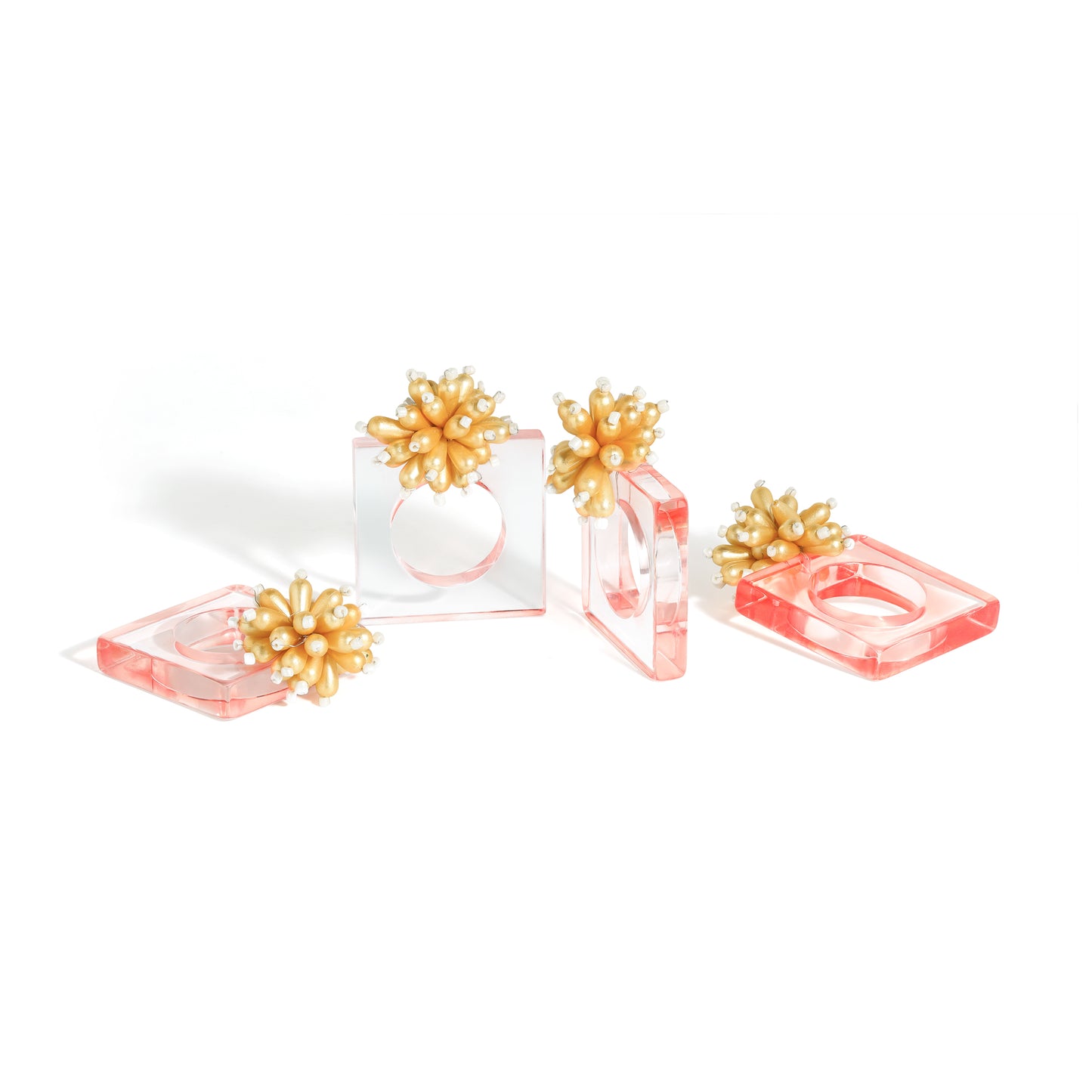 Blush & Golden Anemone Napkin Rings (Set of 4)