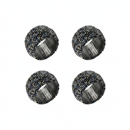 Midnight Shimmer Beaded Napkin Rings (Set of 4)