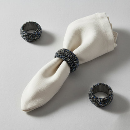 Midnight Shimmer Beaded Napkin Rings (Set of 4)