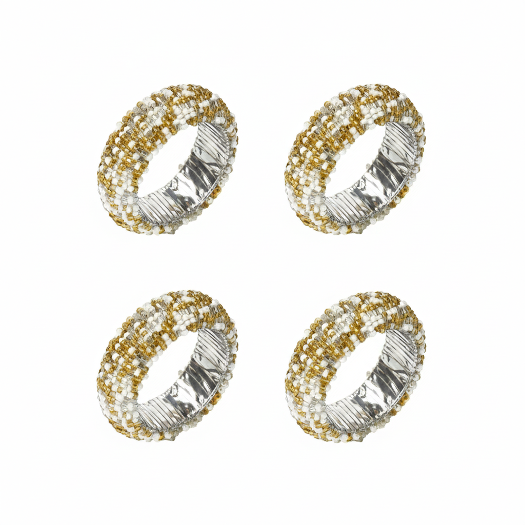 Platinum & Gold Shimmer Cuff Napkin Rings (Set of 4)