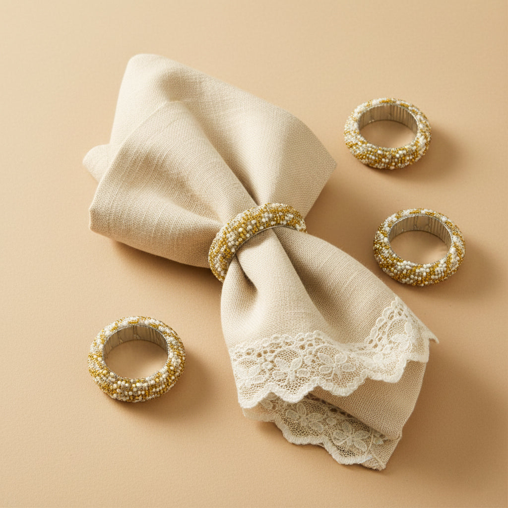 Platinum & Gold Shimmer Cuff Napkin Rings (Set of 4)