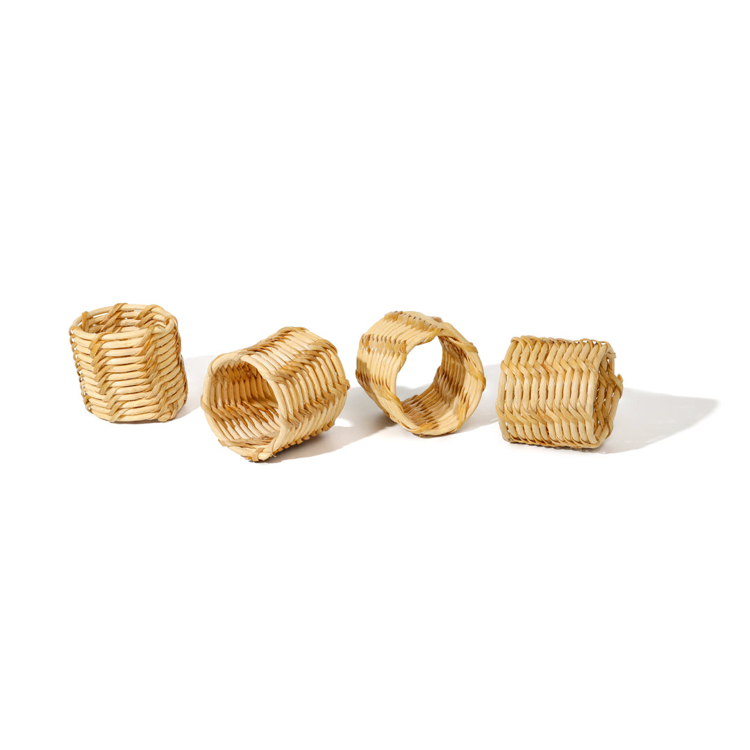 Coastal Weave Rattan Napkin Rings (Set of 4)
