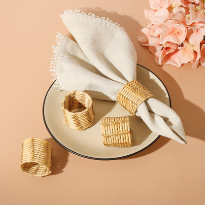 Coastal Weave Rattan Napkin Rings (Set of 4)