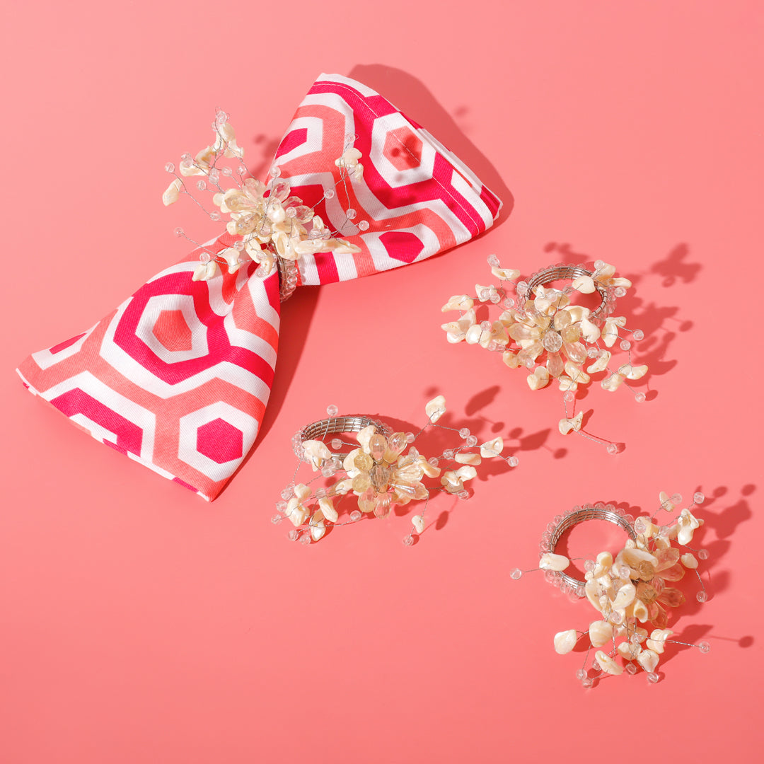 Opaline Bloom Napkin Rings – Set of 4