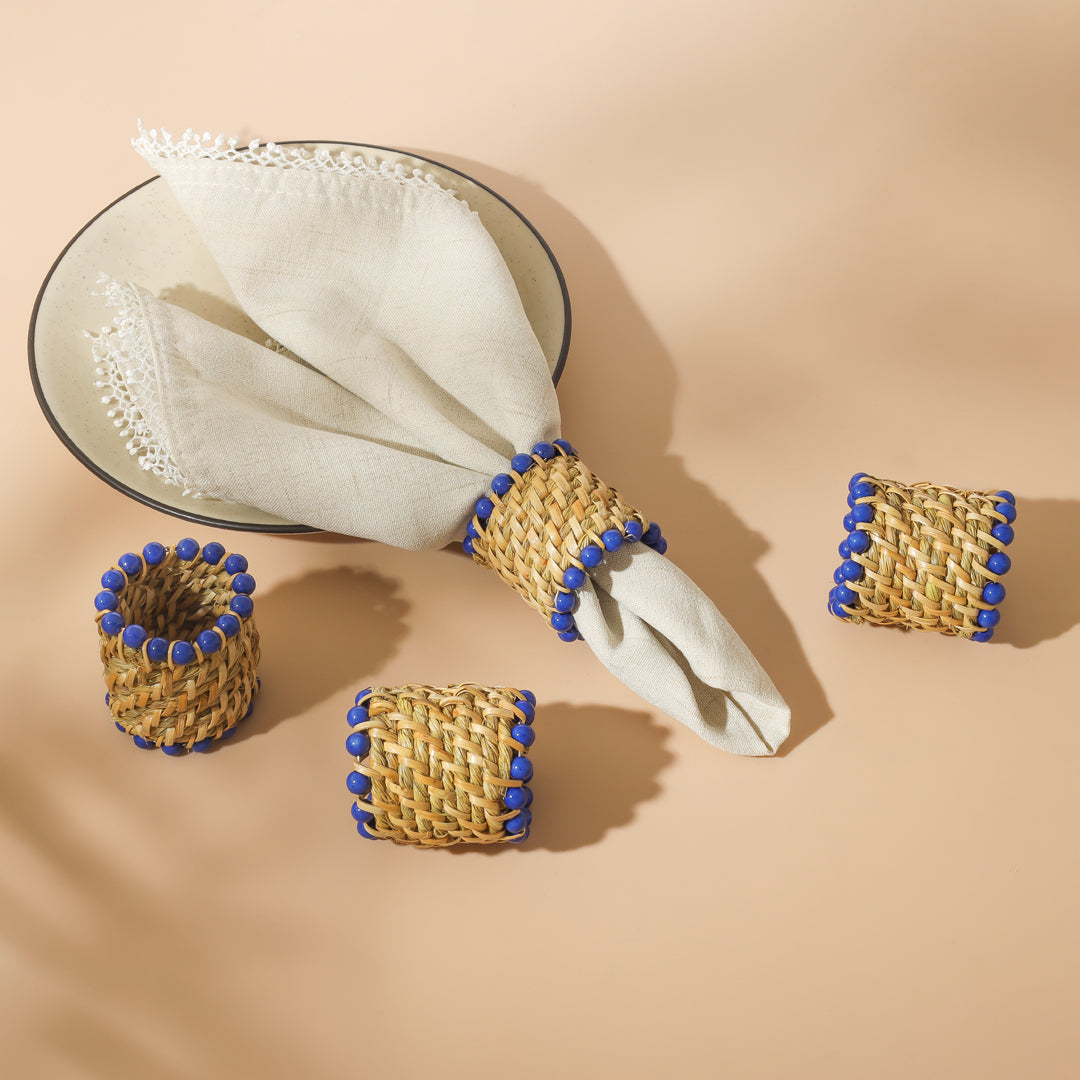 Azure Rattan Napkin Rings