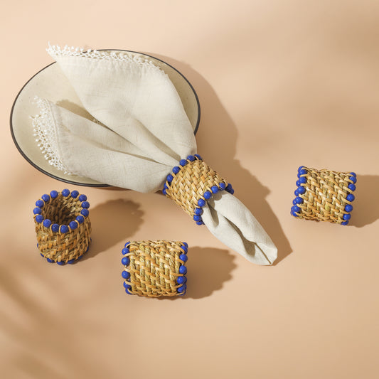 Azure Rattan Napkin Rings