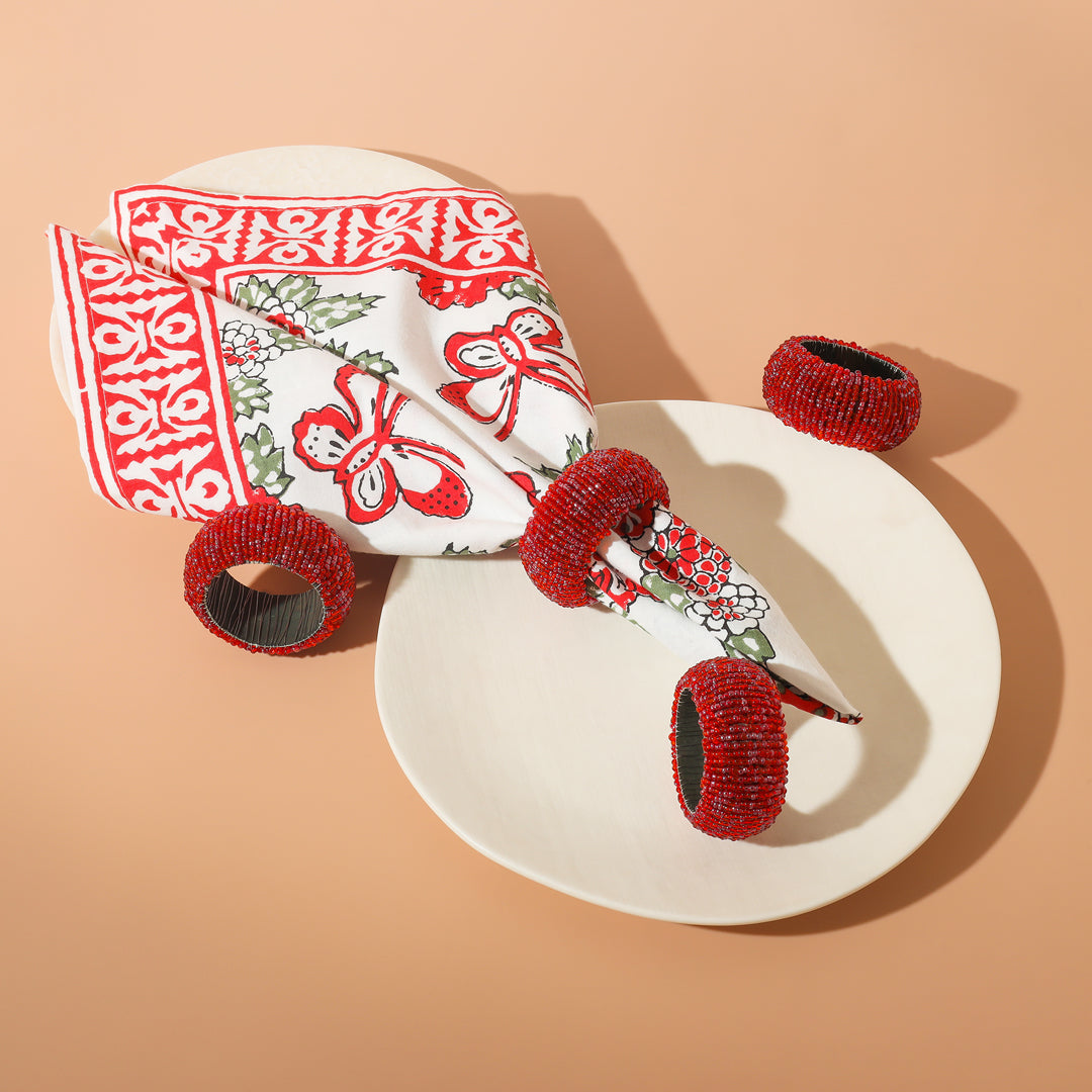 Rosso Beaded Napkin Rings