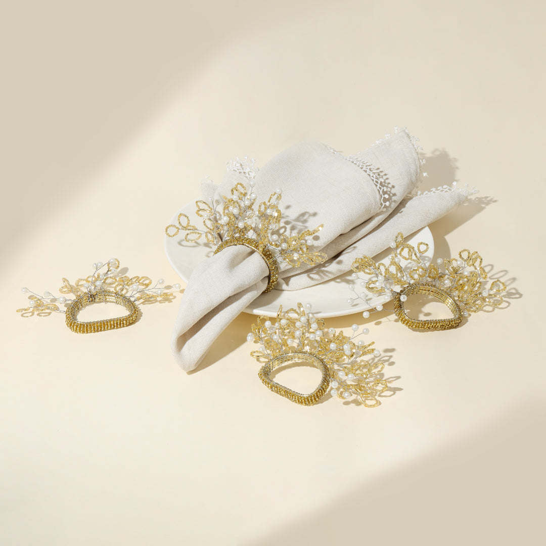 Aurelia Floral Beaded Napkin Rings