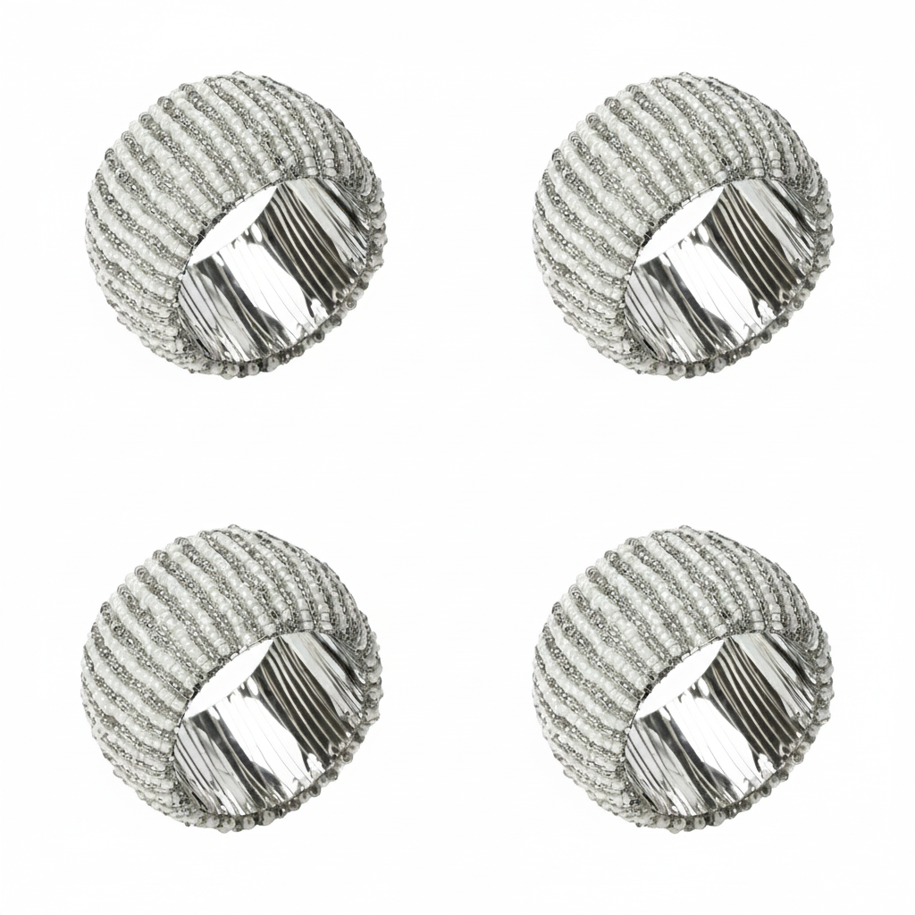 Glacier Stripe Beaded Cuff Napkin Rings (Set of 4)