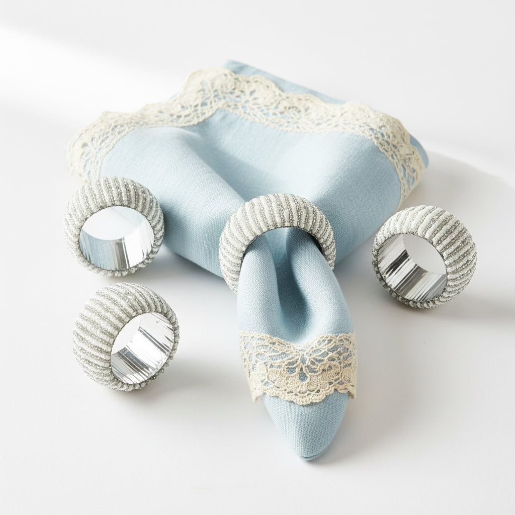 Glacier Stripe Beaded Cuff Napkin Rings (Set of 4)