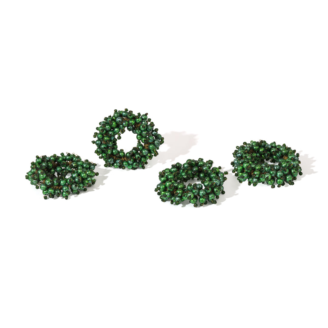 Emerald Jewel Wreath Napkin Rings (Set of 4)