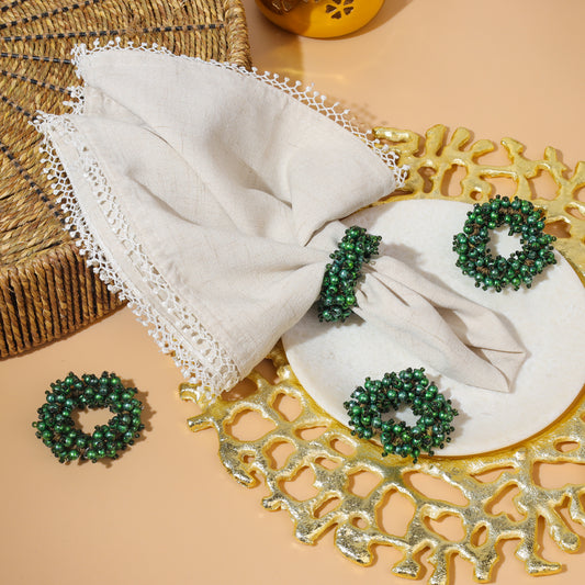Emerald Jewel Wreath Napkin Rings (Set of 4)