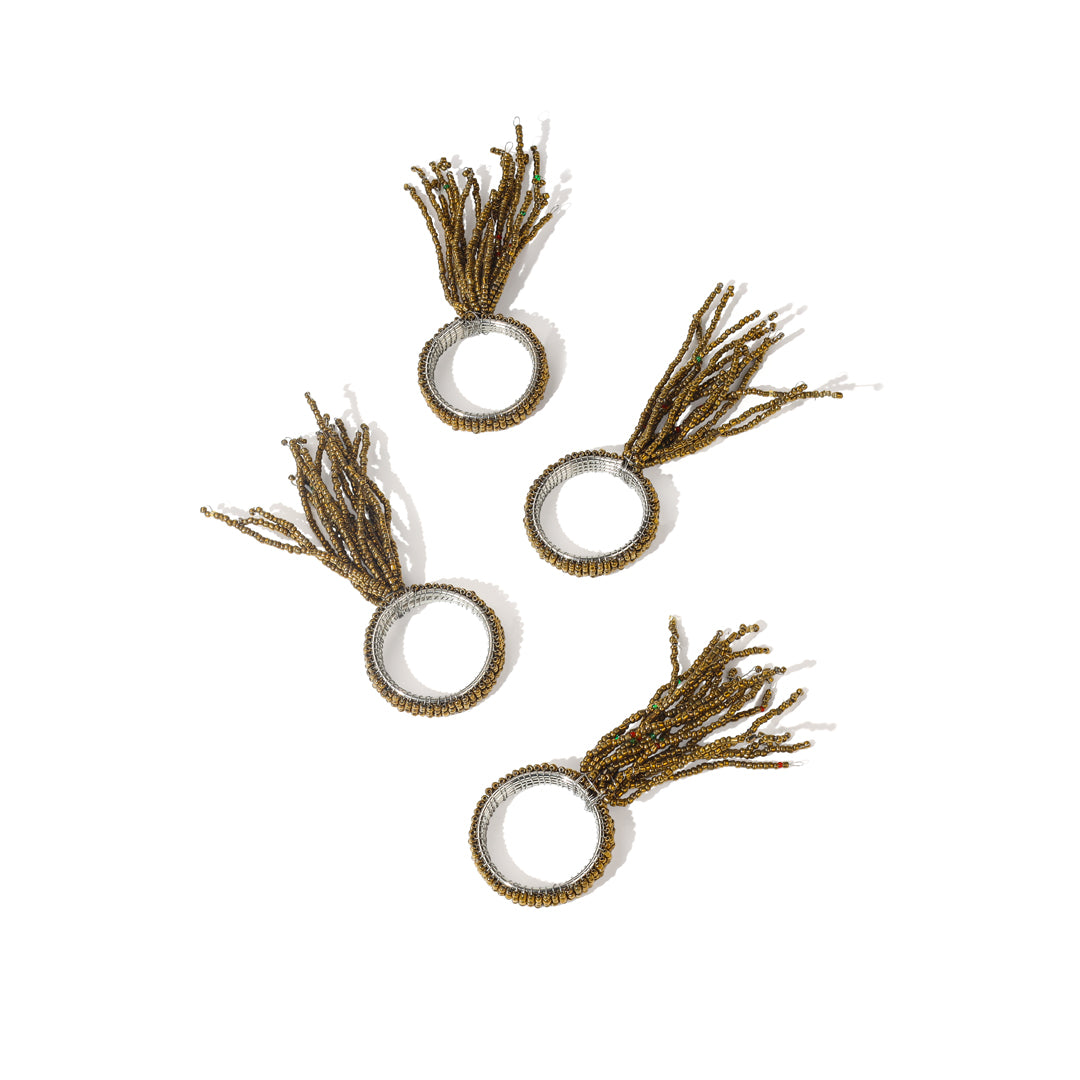 Golden Tassel Grass Napkin Rings (Set of 4)