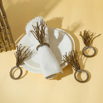 Golden Tassel Grass Napkin Rings (Set of 4)